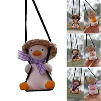2021 swinging duck hanging ornament for car cute car rear view mirror pendant creative home office car decoration