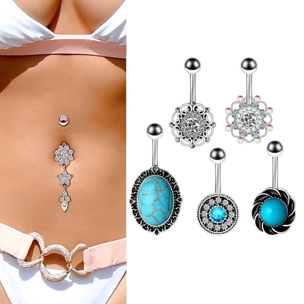 Набор украшений для пирсинга живота комплект из 5/6 колец пупка 14 г милый висячий