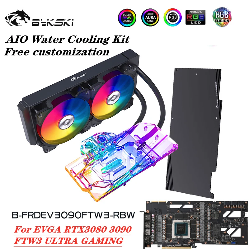 

Bykski AIO комплект водяного охлаждения A RGB для EVGA RTX3090 3080 FTW3 ULTRA GAMING,VGA liквилд охладитель 5V MB SYNC B-FRDEV3090FTW3-RBW