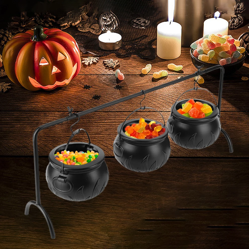 Набор Из 3-х Черных Котел Пластиковые Мелки Украшения Для Хэллоуина Ведра Конфет