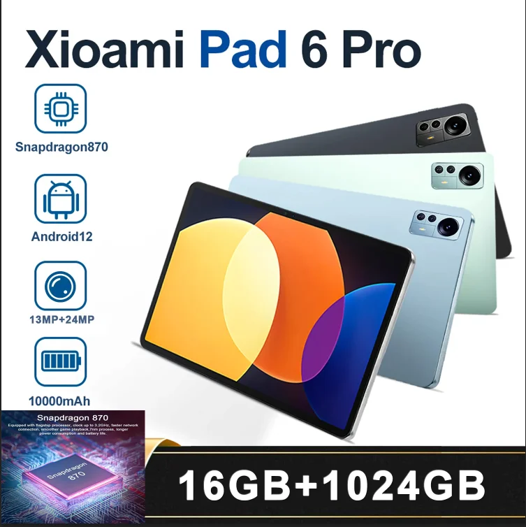 

Global Original Pad 6 Pro Snapdragon 870 16GB Ram 1TB Rom Tablette PC 5G SIM Card WIFI Smart Phone Call Tablet Android 12 Pad 6