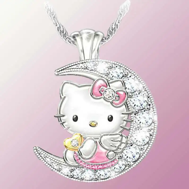 Модное ожерелье с аниме Hello Kitty женское ювелирное изделие инкрустированными