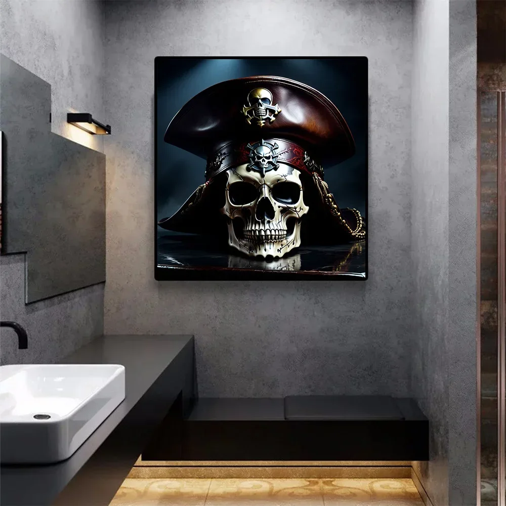 Абстрактная Пиратская череп изношенная кожаная пиратская шляпа Картина на