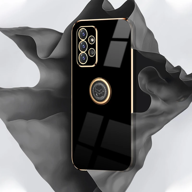 

Luxury ring buckle bracket Case For Samsung Galaxy A72 Electroplate case For Samsung Galaxy M32 A52 A32 A22 Clock pattern case