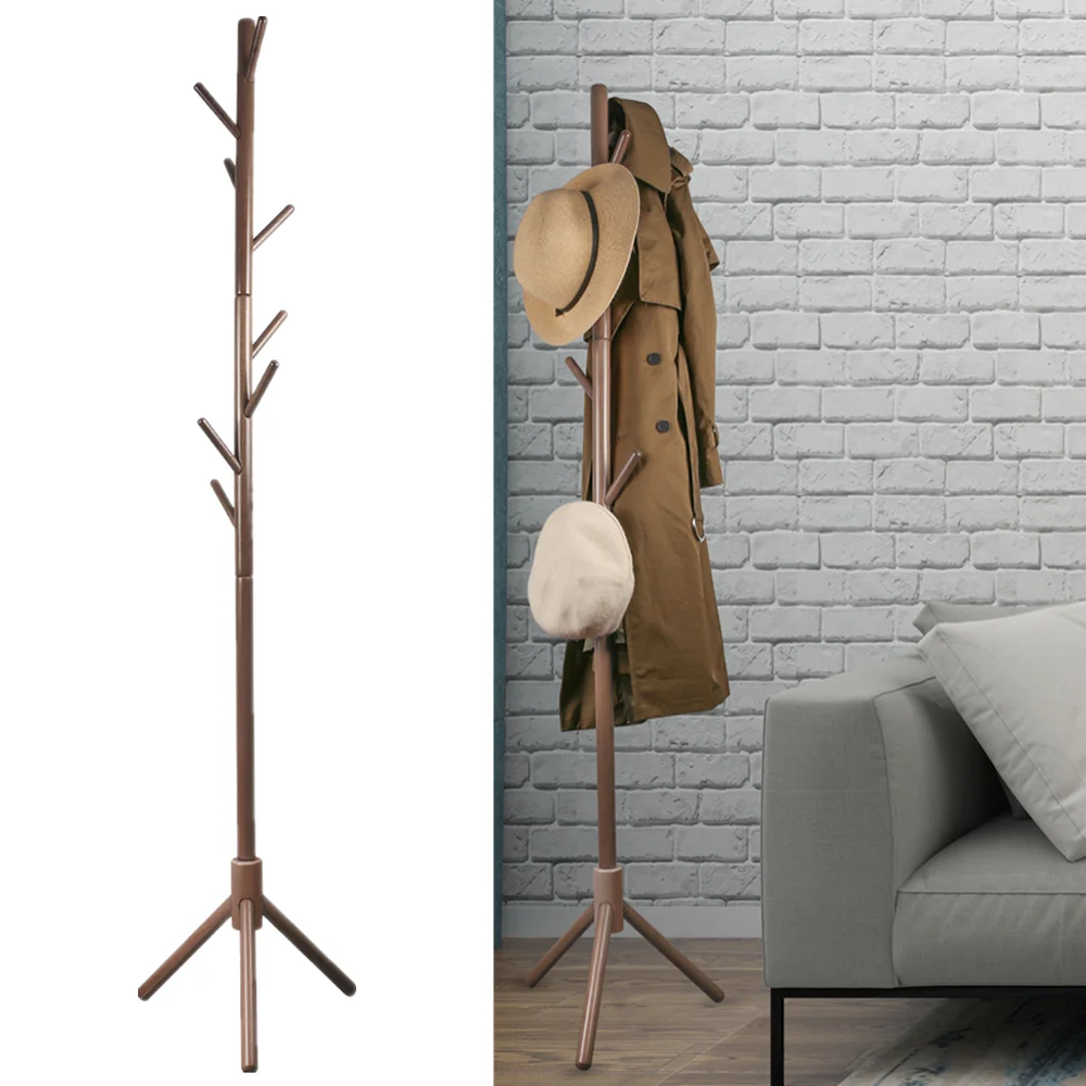 

Wood Coat Rack Free Standing Entryway Hall Tree Coat Tree Coat Tree with 8 Hooks for Home or Office Clothes Scarves Handbags Hat