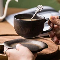 creative retro ceramic mug with handle minimalist rust porcelain water cup coffee milk cup home office drinkware tea cups mugs