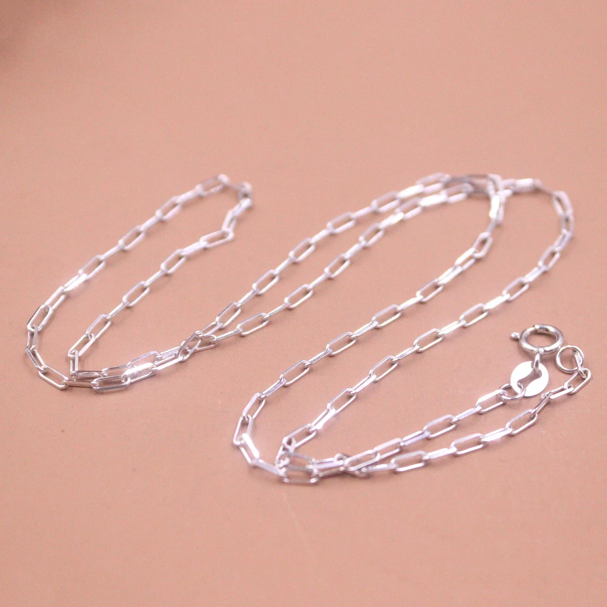 

Real Pure 18K White Gold Necklace Women 2mm Width Solid Cable Link Chain 18inch Length Stamp Au750 With Spring Clasp