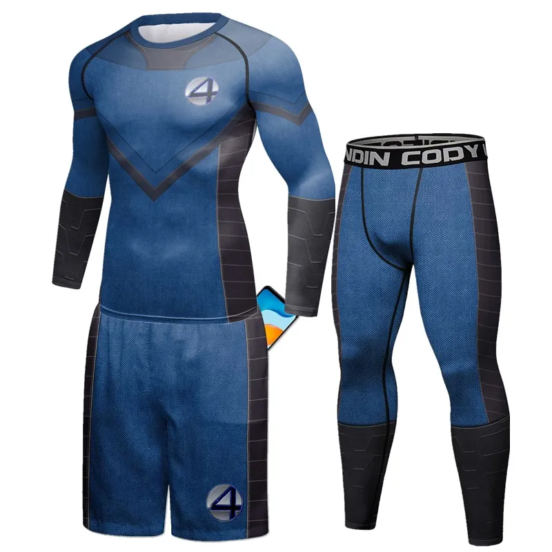 Фото Mannen Compressie Mma Boksen Rashguard Muay Thai Jiu Jitsu Kickboksen Trainingspak спортивный набор для бега фитнес-зал тренировки Kleding №3