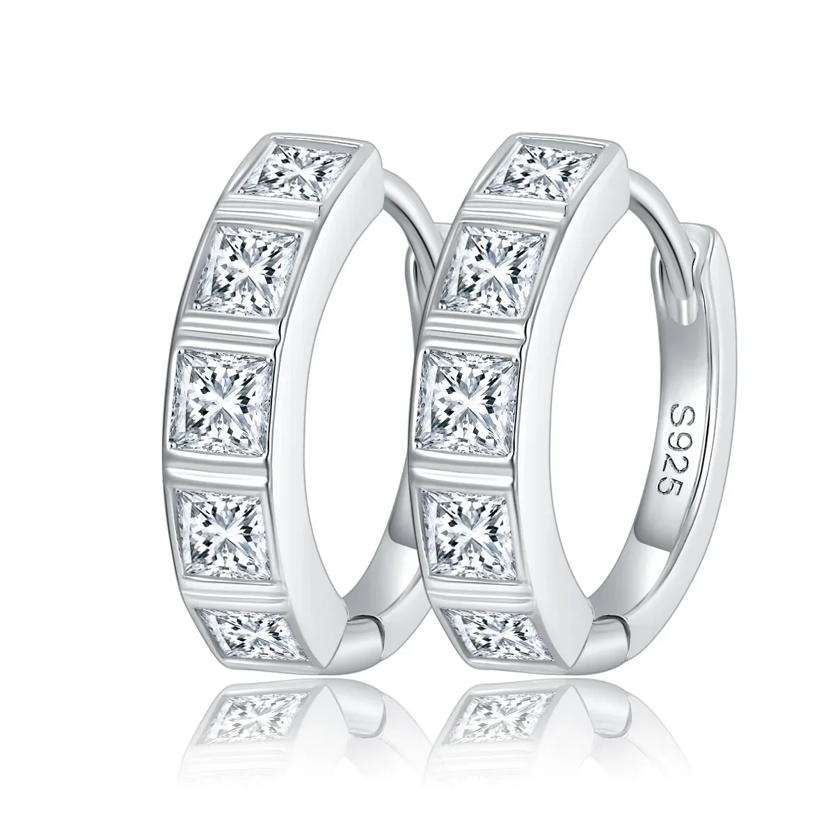 S925 посеребренные золотые серьги для пар 2 5 мм квадратные принцессы с муассанитом