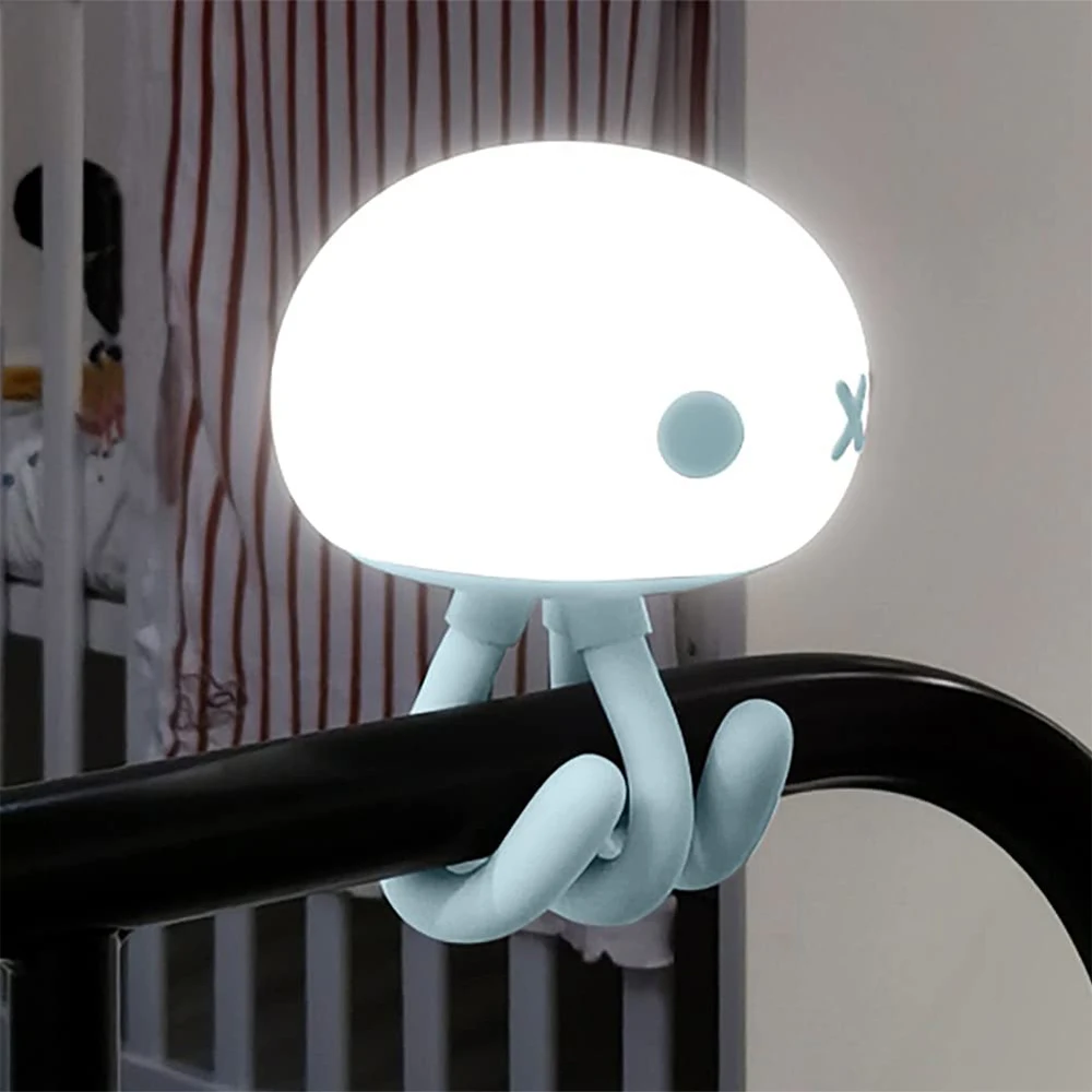 

USB Jellyfish Led Night Christmas Gift Light Room Decor Rechargeable Dimmable Baby Bedside Light With Tripod Bedroom Night Light