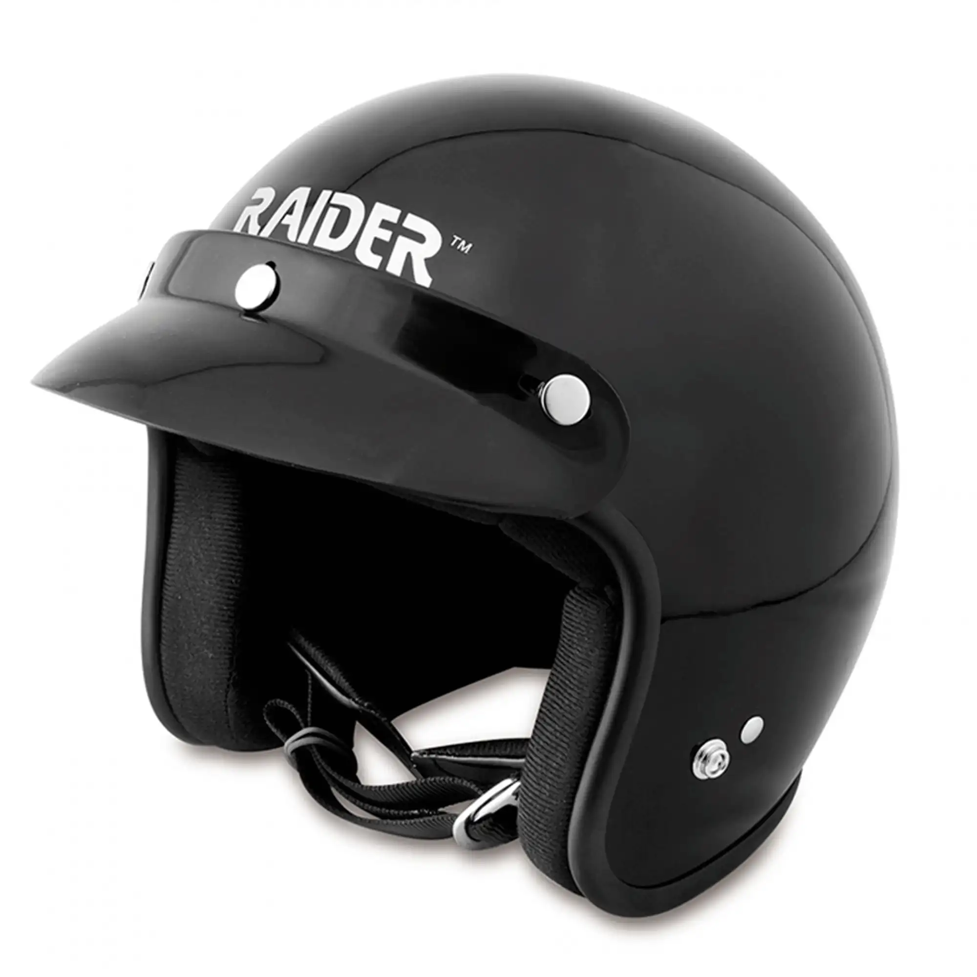 

Open Face Motorcycle Helmet DOT Approved / Gloss Black - Medium