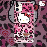 japanese cute pink leopard sanrio hellokitty iphone 12 11 pro max x xr xs mini 6s 7 8 plus case clear silicone fashion girl