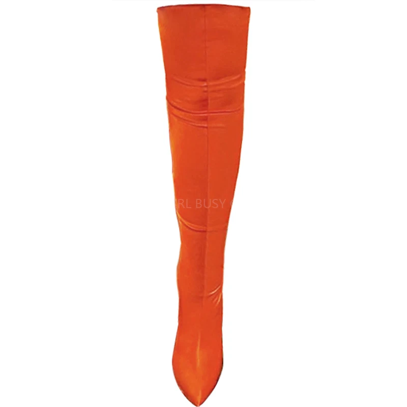 Orange color women's pointed toe suede sexy over-the-knee elastic over-the-knee boots autumn and winter new 43 size women's boot
