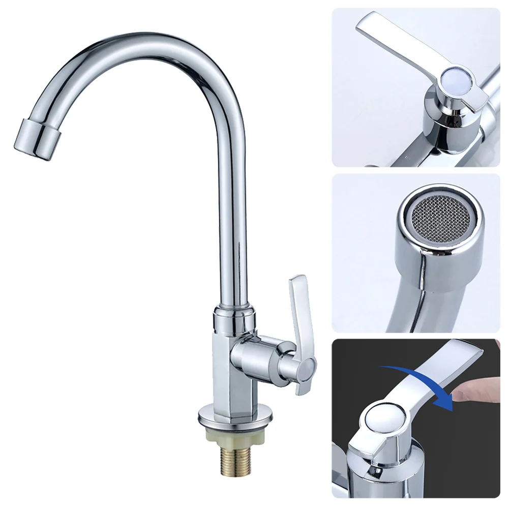 

Kitchen Sink Cold Taps Swivel Spout Single Lever Tap Mono Modern Plating Faucet Kitchen Faucet Replacement Accessories