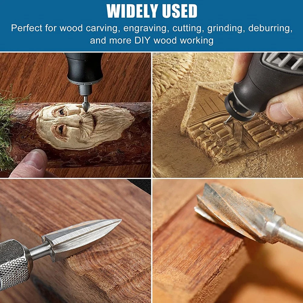 

15pcs Wood Carving Drill Bit Set 1/8 Shank HSS Engraving Rotary Burrs Tool Accessories Wood Stone Metal Carving Milling Cutter