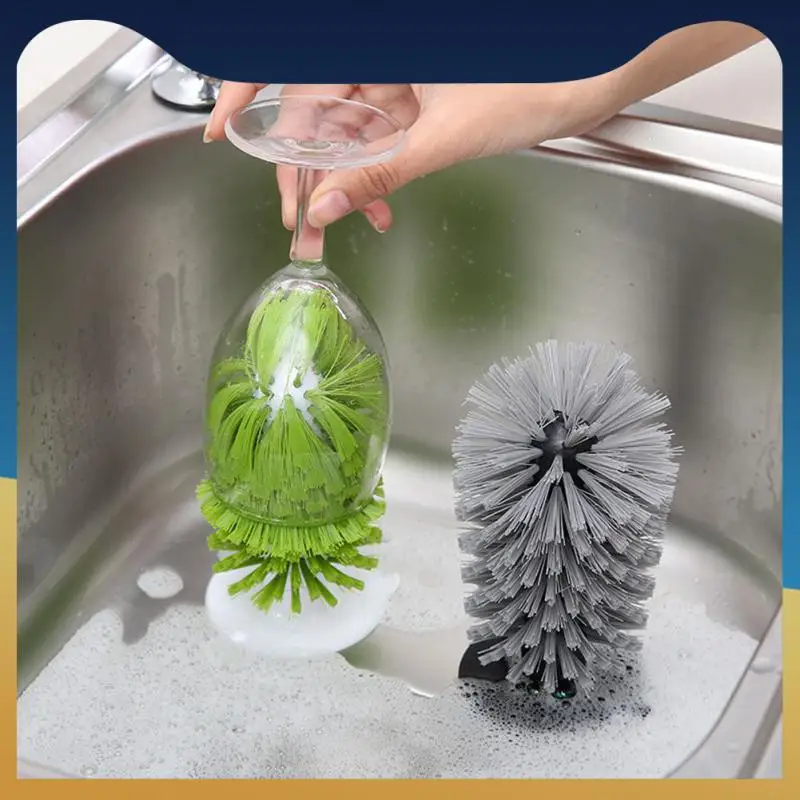 

Thermos Washing Brushes Green Suction Cup Drink Mug Wine Cup Brush Vertical Scrubber Cleaning Tools Kitchen Sink Cup Brush