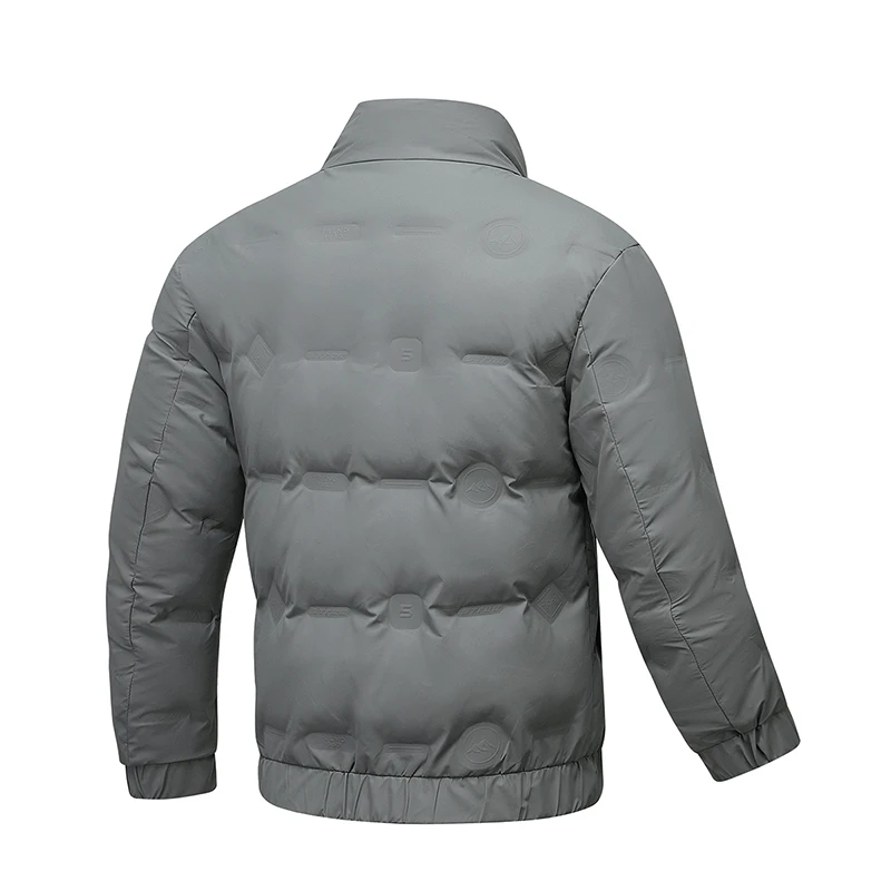 Мужской зимний легкий пуховик с воротником-стойкой и защитой от ветра