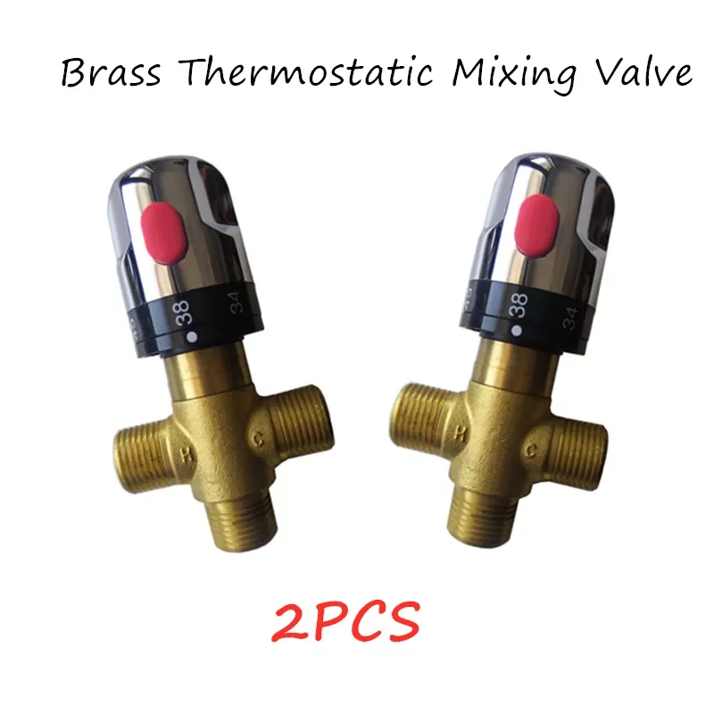 

2PCS Brass Thermostatic Mixing Valve Silver Plating Bathroom Faucet Temperature Mixer Control Thermostatic Valve Home