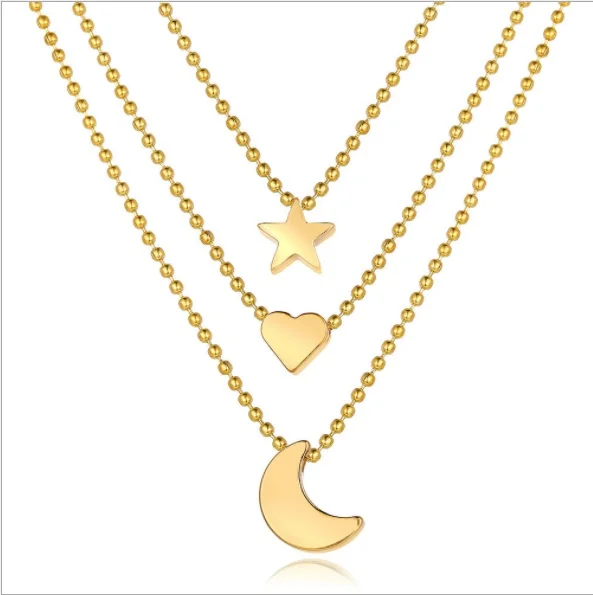 

KYTRD Delysia King Retro Simple Star Moon Love Pendant Necklace