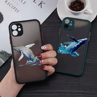 whale phone case for iphone 13 12 11 mini pro xr xs max 7 8 plus x matte transparent back cover