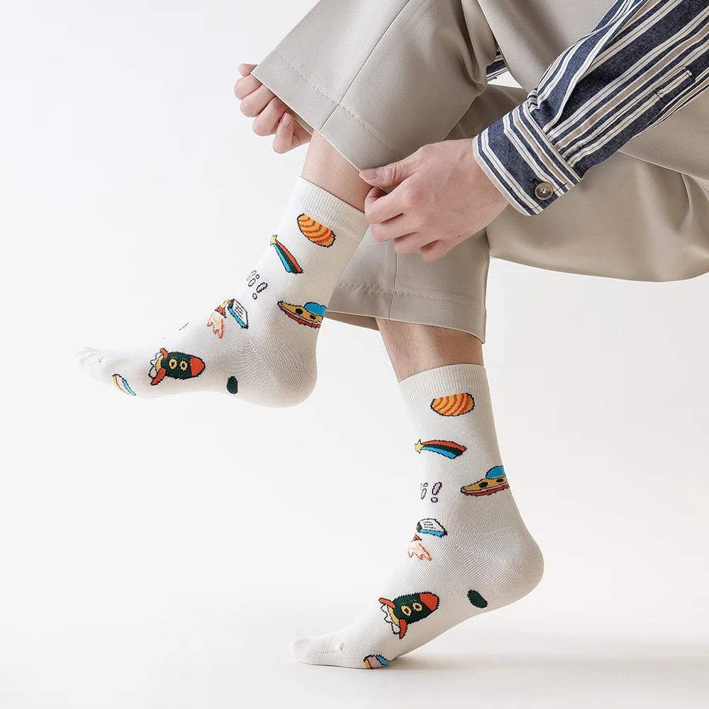 Socks Personality Medium Tube Socks Men's And Women's Street Graffiti Tide Socks Spring And Autumn Couple Stockings Fun Cartoon
