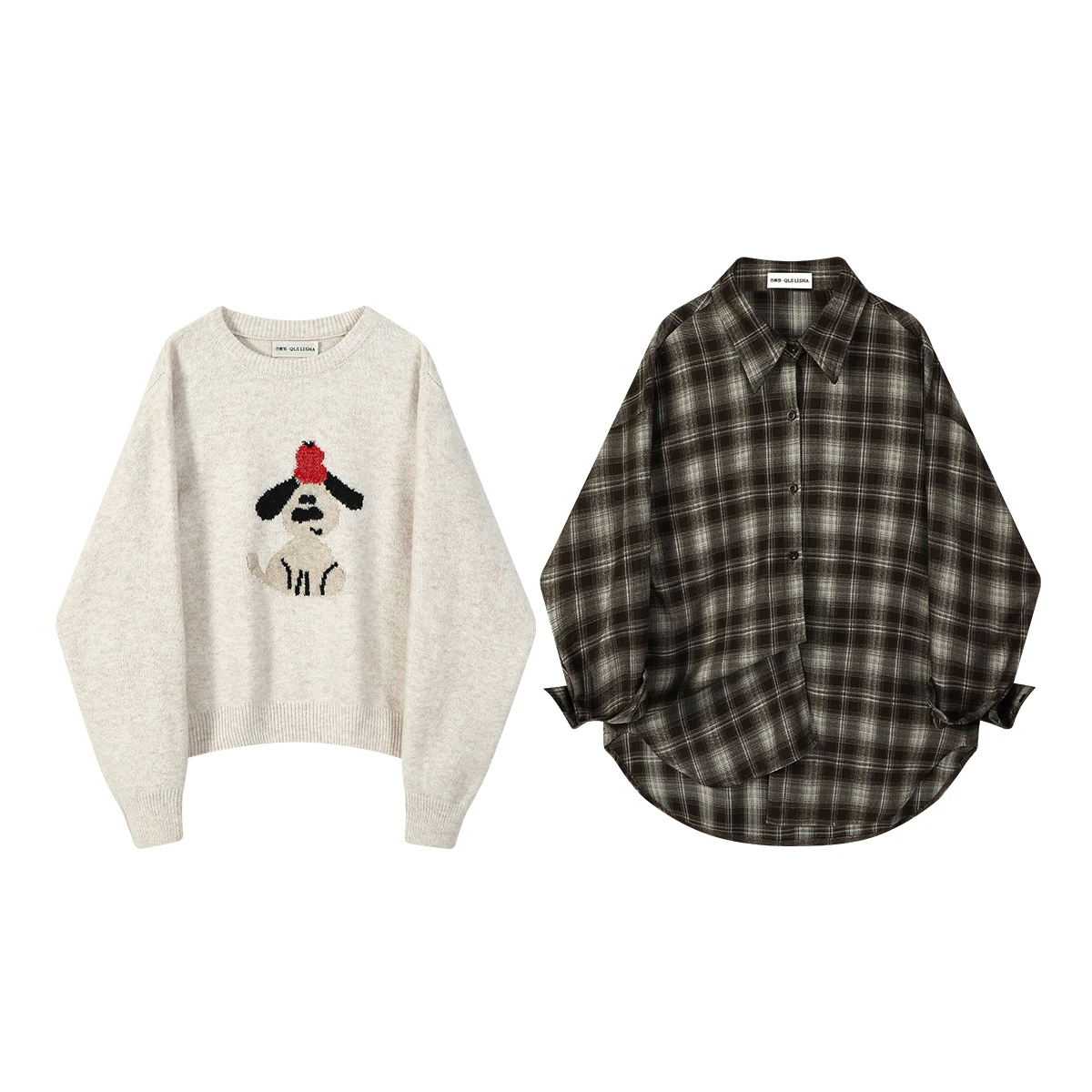 Qiaolisa корейская серия Idle Sle Design Sense свитер комплект женские осенне-зимние модные