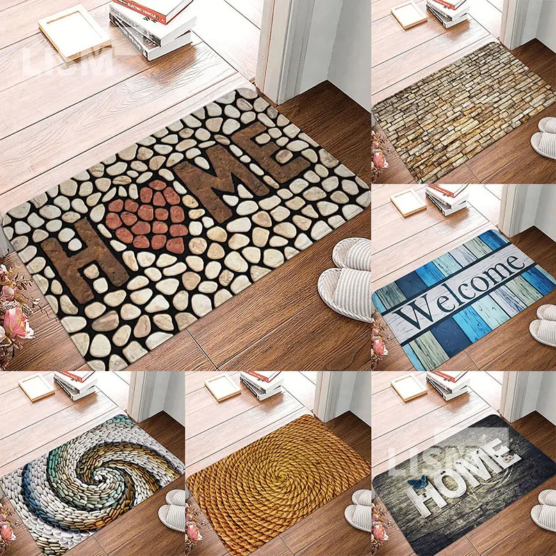 

Cobblestone Welcome Entrance Door Mat Bathroom Living Room Balcony Carpets Non-Slip Kitchen Hallway Area Rug For Home Decoration