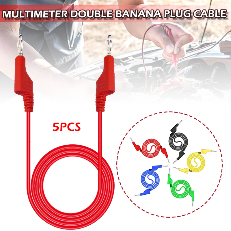 

For Multimeter 5 Colors Audio Cable 5pcs x 1000 V/15 A Stackable Banana Plug Test Lead Durable Digital Line