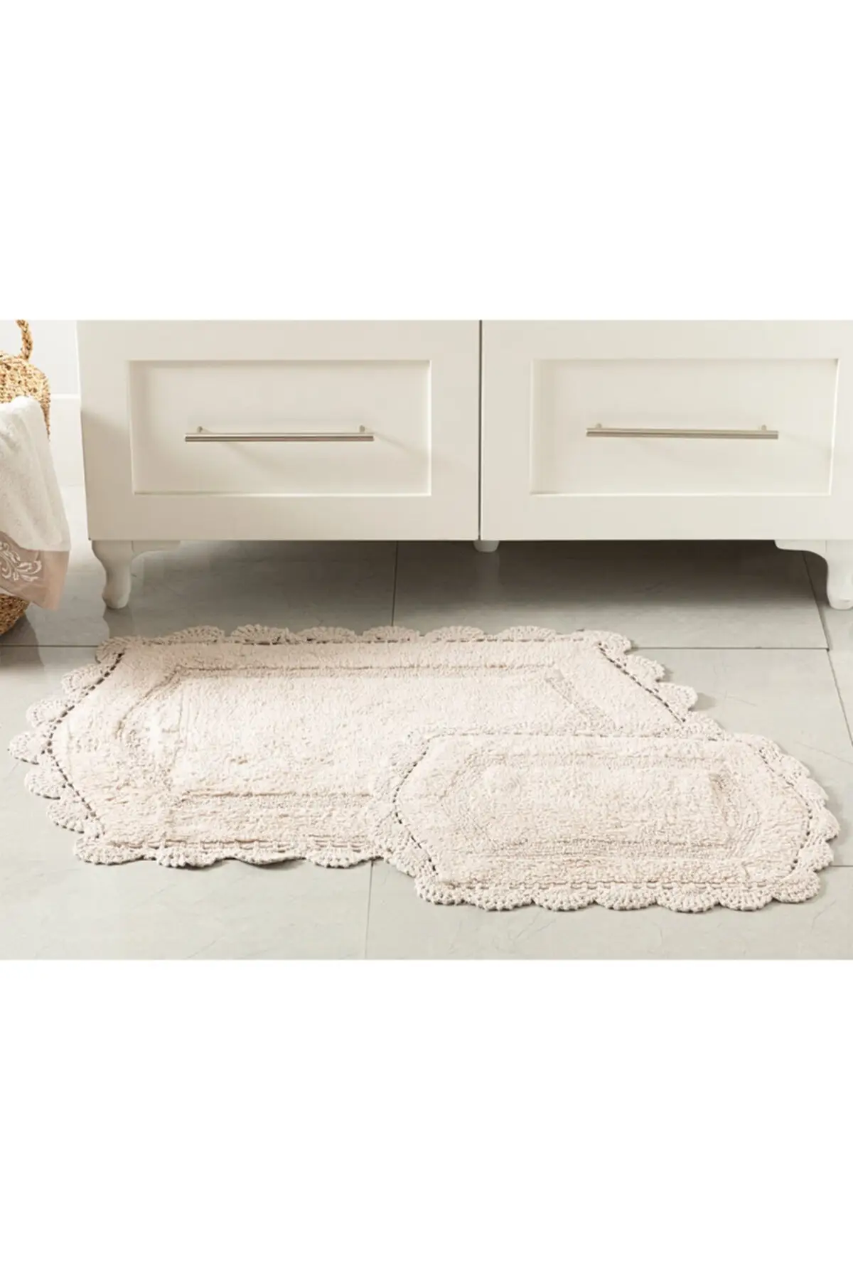 Mia cotton non slip sole bath mat set 60x90-40x60 Cm beige single piece non-slip textile home & furniture