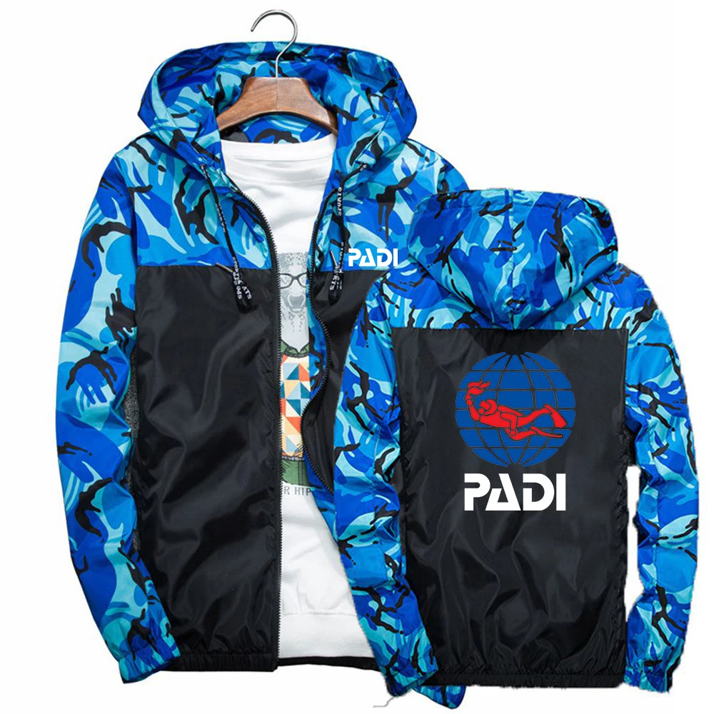 

2022 NEW Men's Spring Autumn Scuba driver Padi Logo Jacket Casual Camouflage Slim Sport Splicing Clothing Harajuku Coat Hoodie