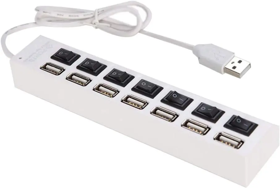 

Hub USB 2.0 Hub de 7 portas USB Hub de dados portátil vários dados para telefone computador casa laptop com interruptores