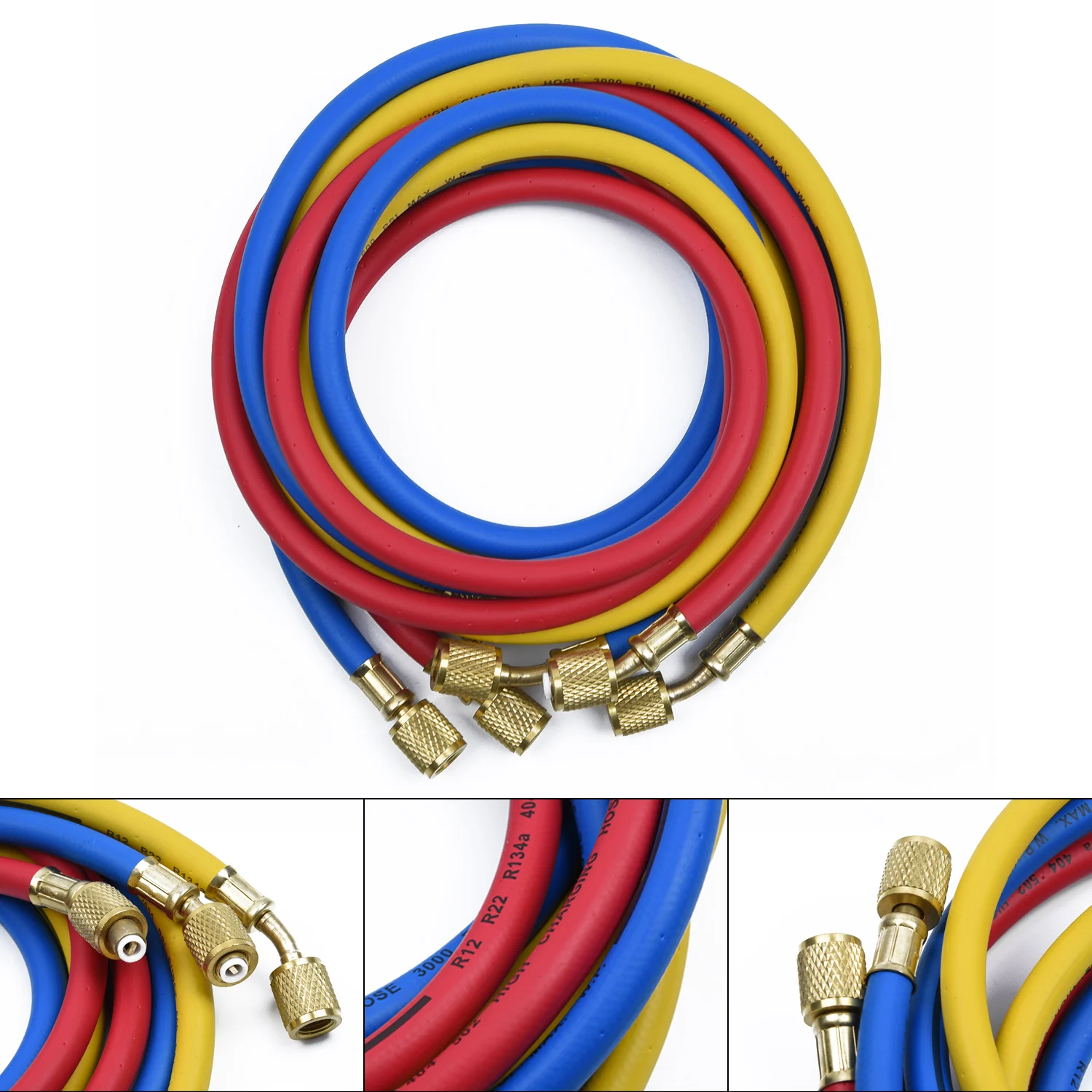 

R134a R22 R404 502 Air Conditioner Manifold Gauge Set 5FT Hose AC Refrigeration Charging Hoses 1/4" SAE Female 1.5M 600 PSI