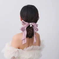 fashion hair accessory women large bow hairpin big bowknot satin chiffon bow barrettes for women spring hair clip
