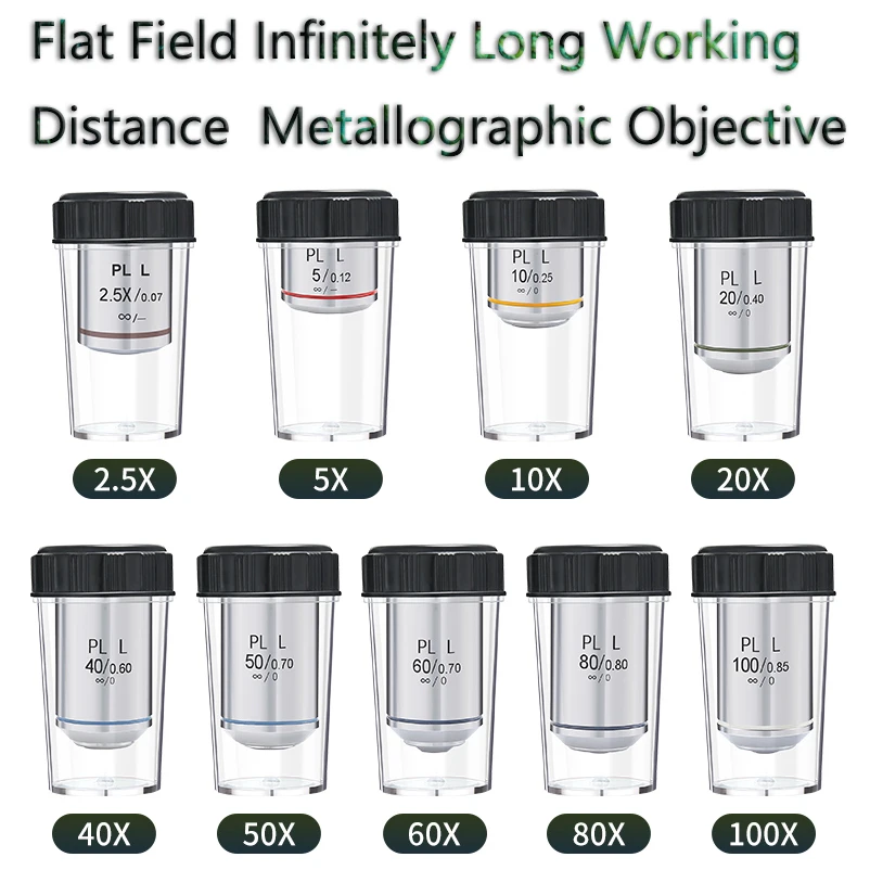 PL L 2.5X/5X/10X/20X/40X/50X/60X/80X/100X длинное рабочее расстояние бесконечный