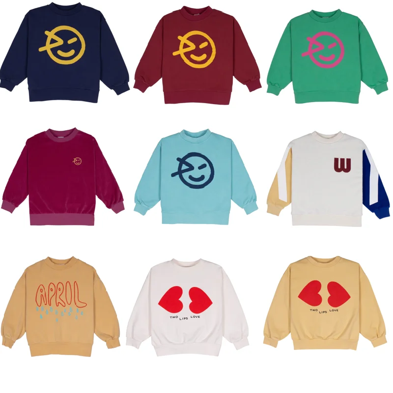 Детский свитер Новинка осени 2024 Модный повседневный пуловер с круглым вырезом и