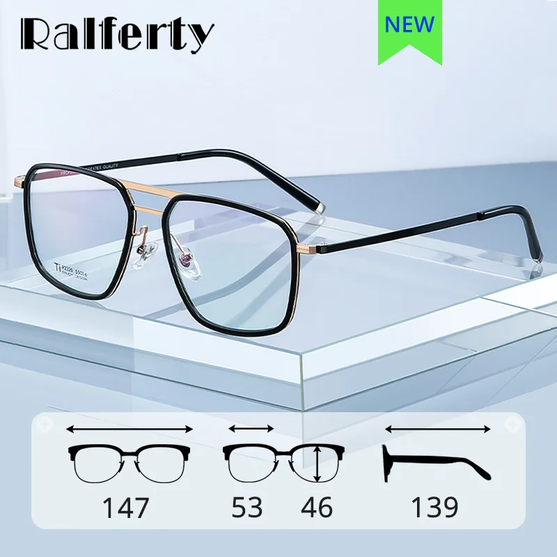 

Ralferty High Quality Pure Titanium Eyeglass Frames Male 0 Diopter Prescription Myopia Glasses Men's Eye Glasses Frame Spectacle