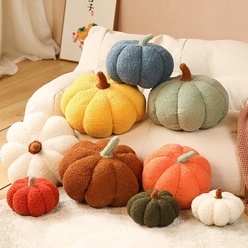 

20/28/35cm Round Soft Plush Pumpkin Hug Pillow Cute Sofa Cushion Nordic Style Minimalist Ins Sofa Living Room Bay Window Cushion