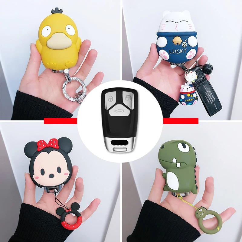 

Multiple Cartoon for Audi A4 B9 A5 A6 8S 8W Q5 Q7 4M S4 S5 S7 TT Smart Remote Car Key Case Cover Fob Bag Keychain Accessories