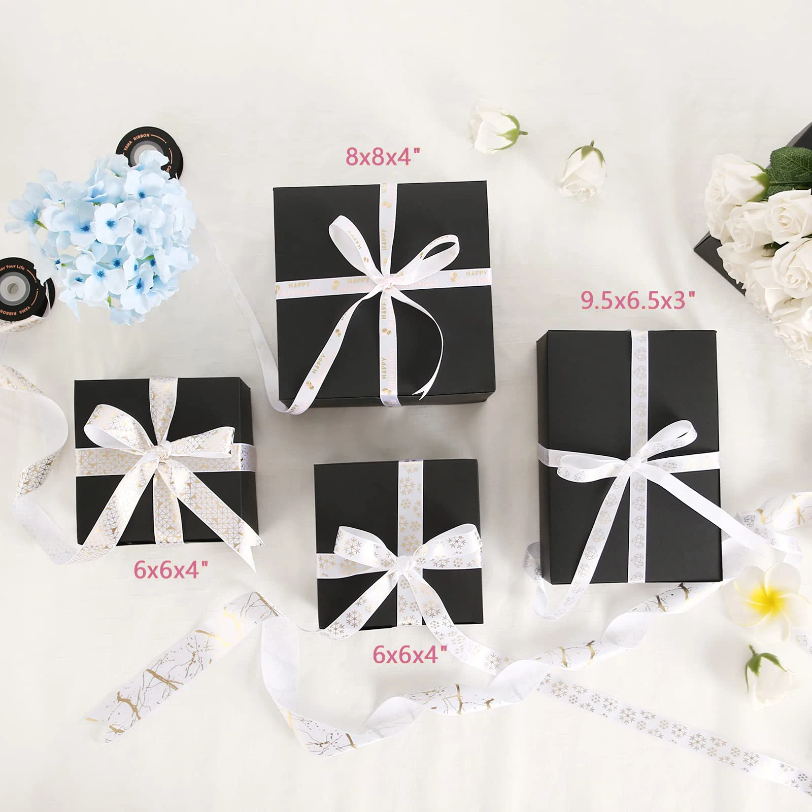10 подарочных коробок с крышками черная бумажная коробка 8x8x4 дюймов оптом на День