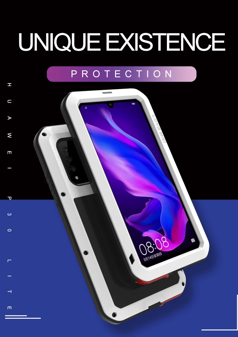 

LOVE MEI For Huawei P30 Lite 6.15 Case Shock Dirt Proof Water Resistant Metal Armor Cover Phone Case For huawei Nova 4E