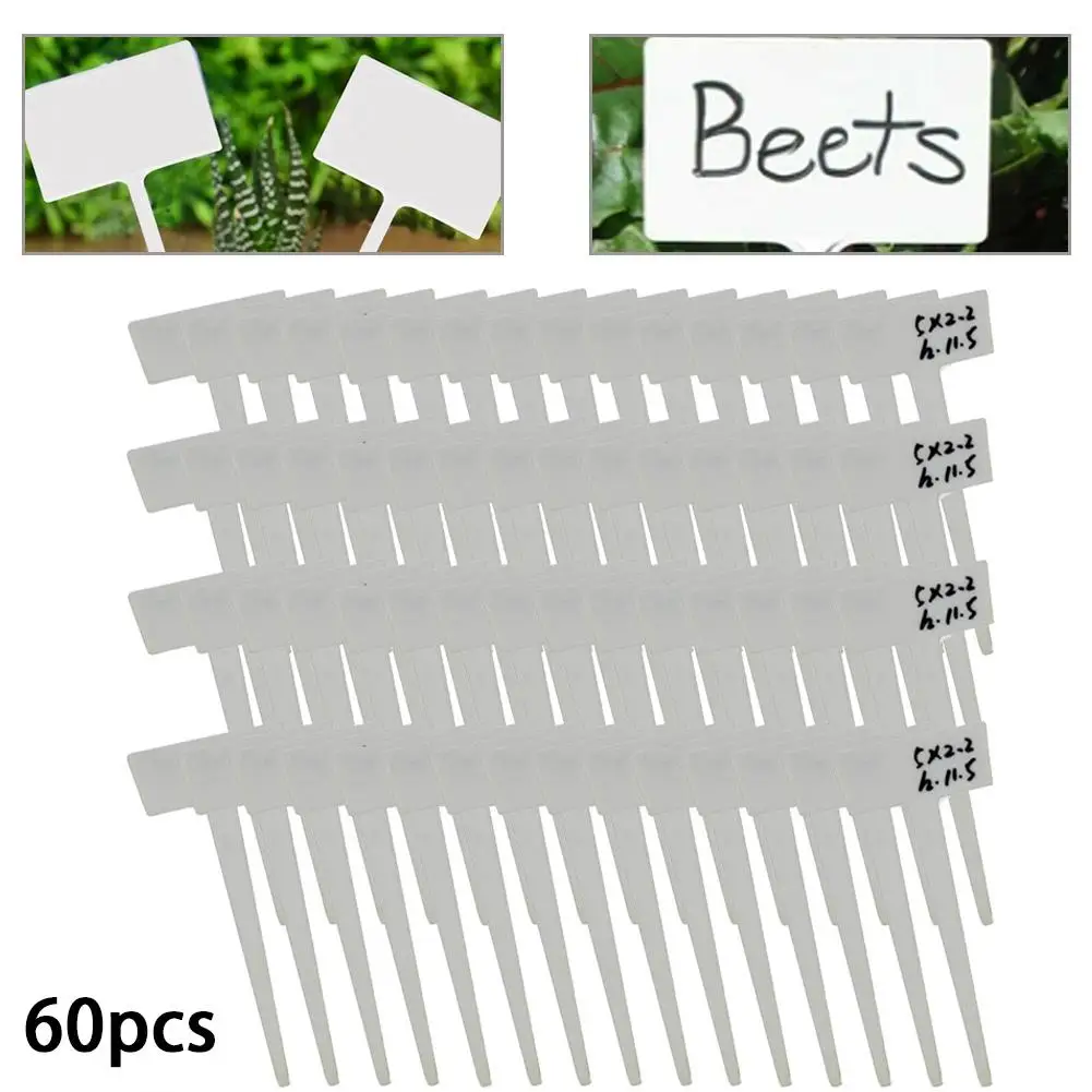 

11.5cm Height White T-Type Flexible Plastic Plant Labels Signs For Marking Vegetables Fruits Inserted Soil Garden Decorations