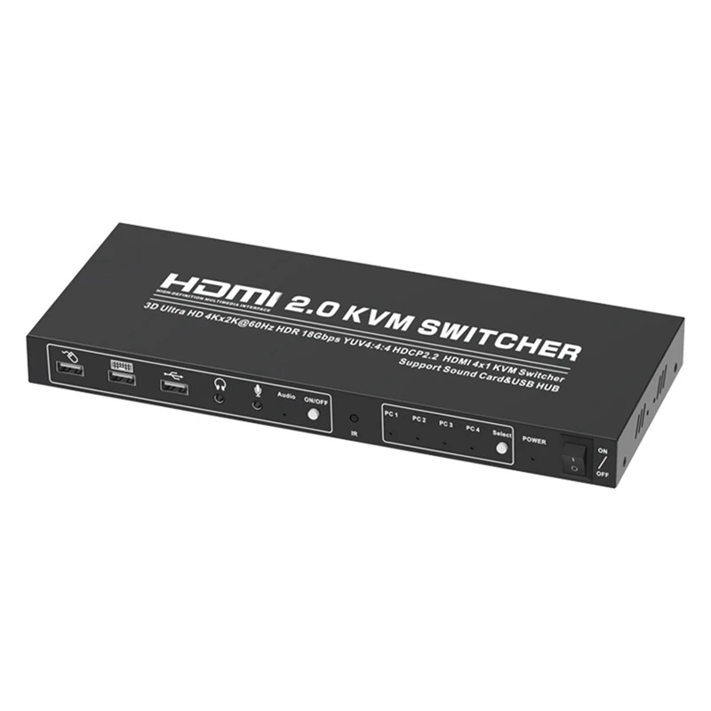 

Квм-переключатель HDMI, 4 порта 4K @ 60 Гц, USB квм-переключатель, беспроводная клавиатура и мышь с европейской вилкой