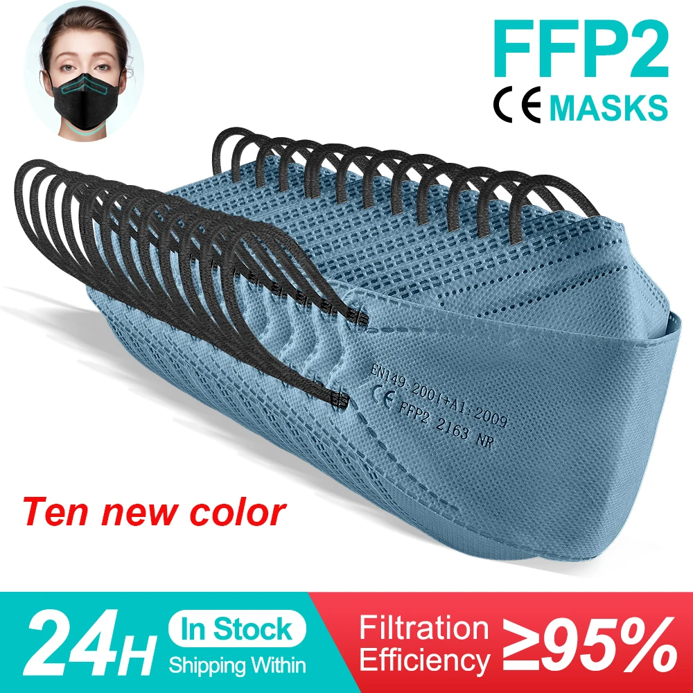 Маска FFP2 KN95 сертифицированные маски, одобренные Испанией, с фильтром, многоразовые, рыбий маска, маски-респираторы для взрослых.
