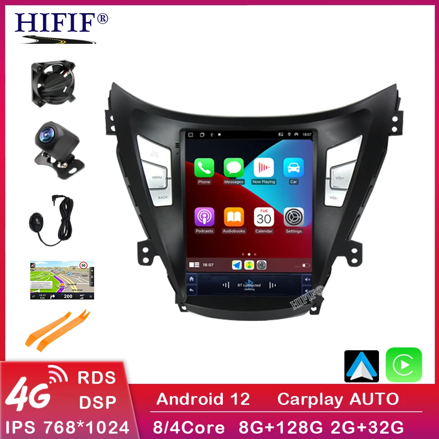 

Carplay 4G Lte 8+128G Android 12 DSP Car Radio Player for Hyundai Elantra I35 Avante MD 2011-2016 GPS Navigation WIFI BT