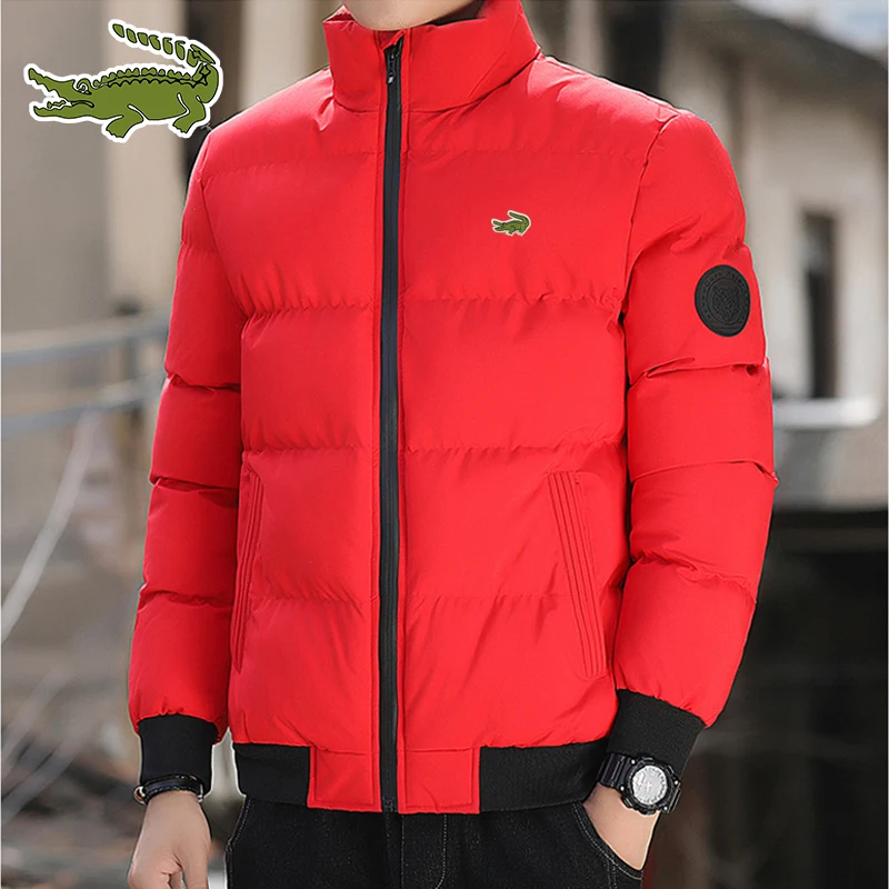 Padded jacket men's trend winter loose fashion solid color casual thickening jacket stand collar cold protection large size shor