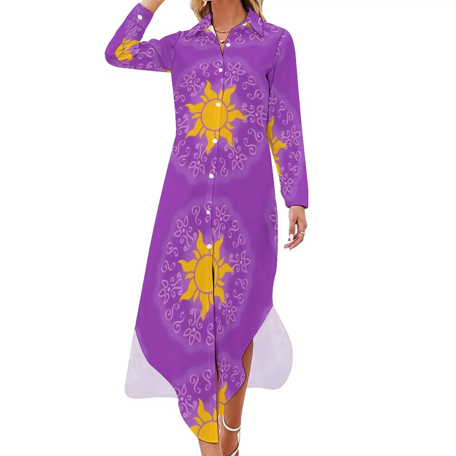 

Golden Sun Chiffon Dress Sexy V Neck Pink Swirls Beach Dresses Woman Aesthetic Casual Dress Gift