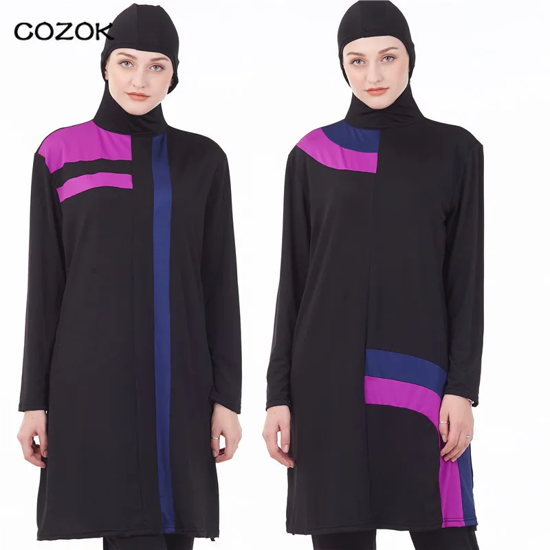 

Swimwear Women Muslim 2 Piece Suit Arabic Islamic Swim Wear Burkini Hooded Hijab Swimsuit Modest Swim Surf Wear Sport Burkinis