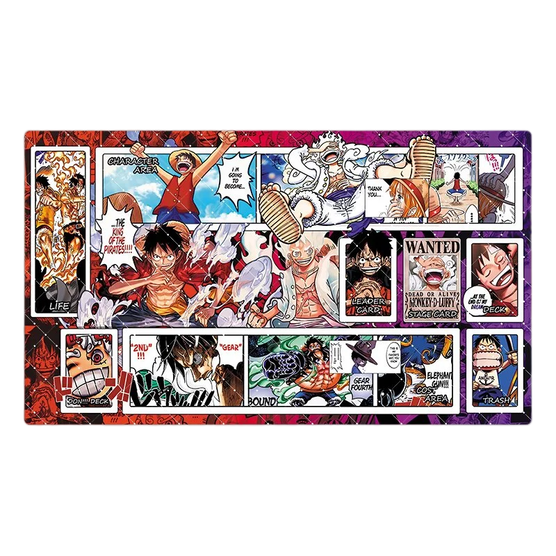 Фото Игровой коврик 600x350 мм One Piece: Монки Д. Луффи и Шарлотта Линлин в одиночной битве, резиновый коврик для карточных игр OPCG, подарок №2