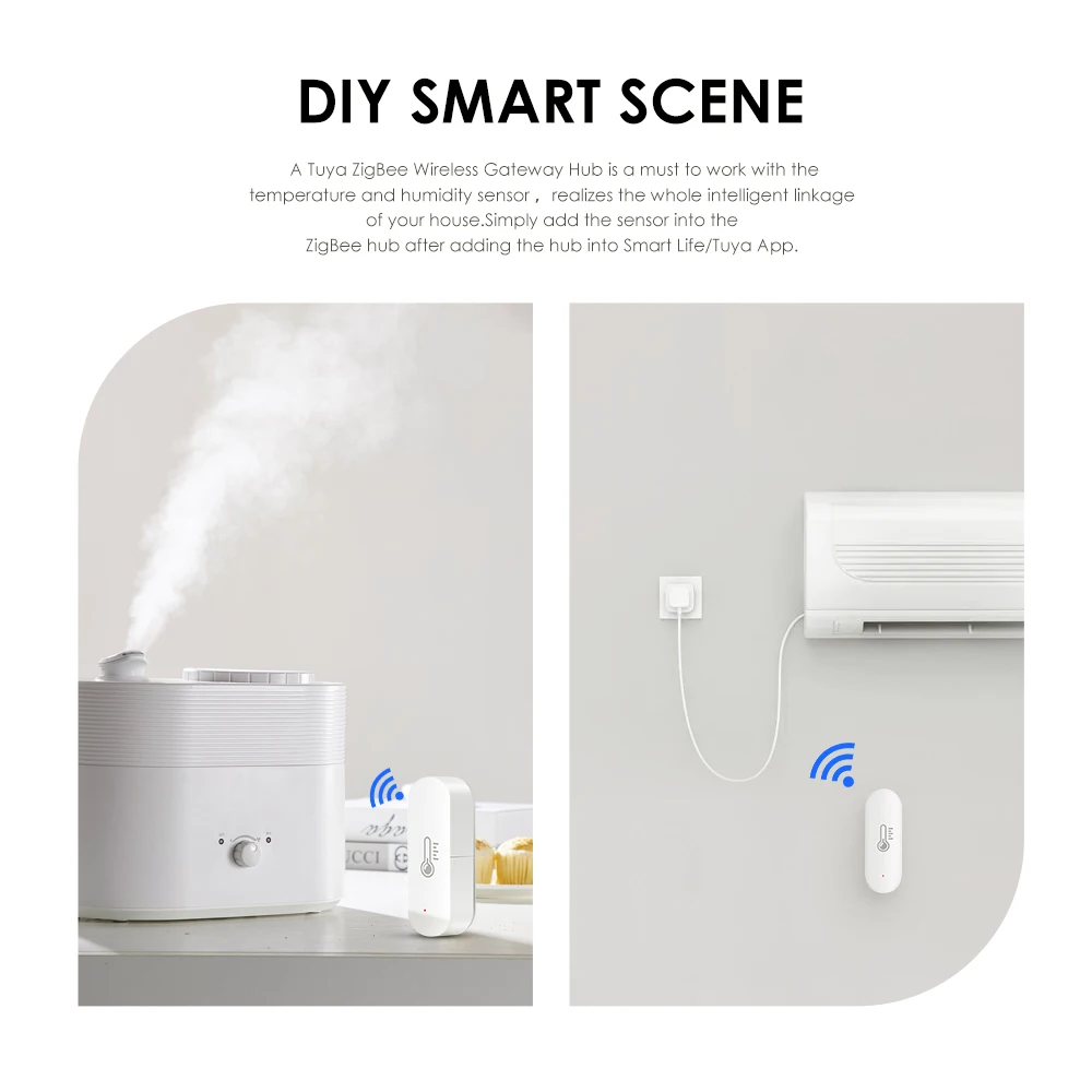Датчик температуры Tuya Zigbee для умного дома приложение Smart Life мониторинга в режиме