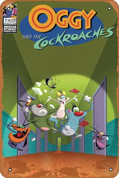 Zuhhgii Ретро Классический мультфильм Металлическая банка - OGGY &amp THE COCKROACHES # 1C LTD ED
